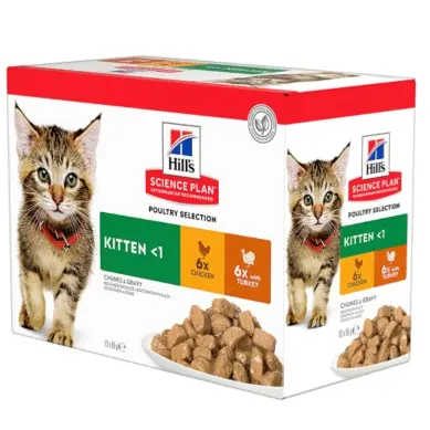 Hill’s Kitten Poultry Selection with Chicken & Turkey 12 × 85g