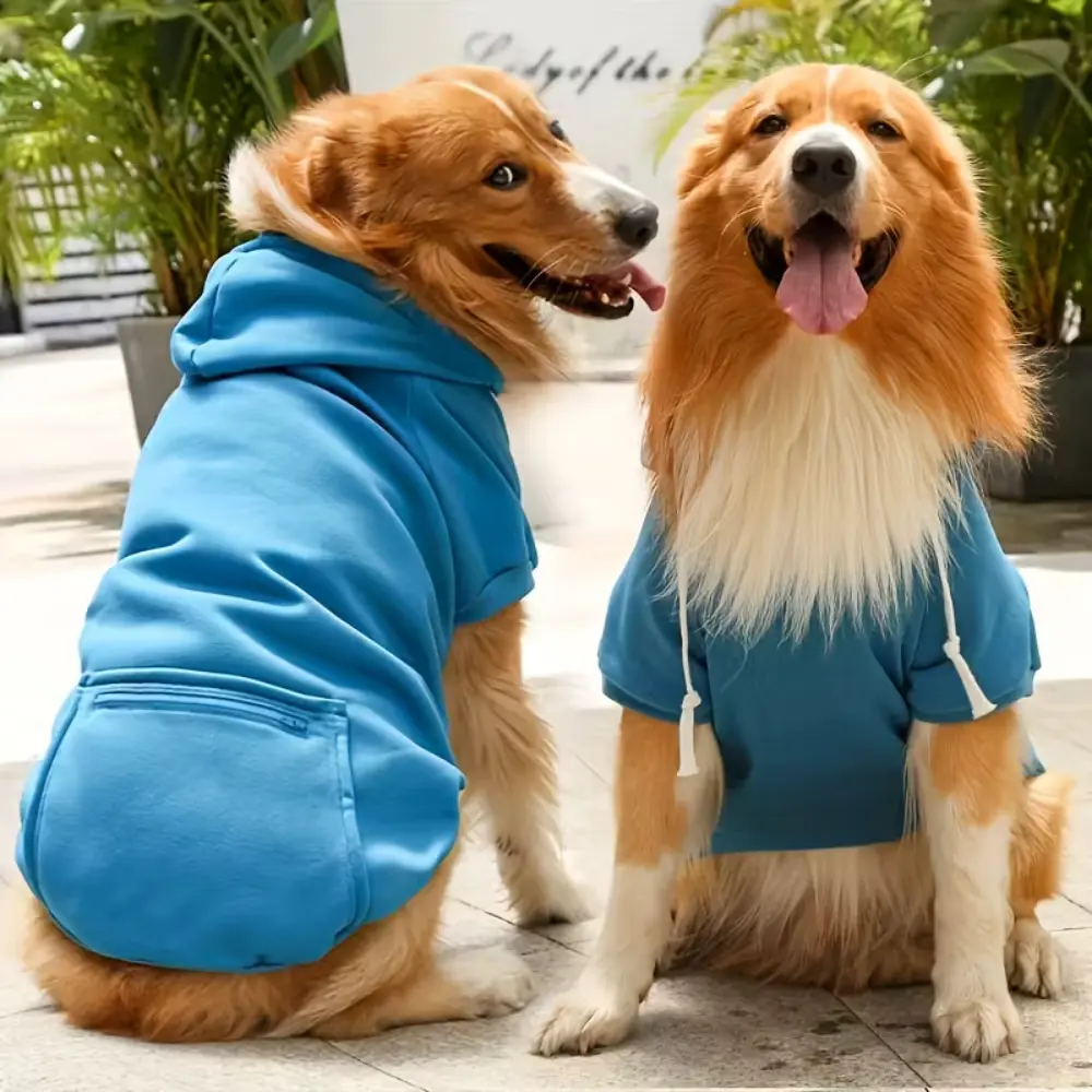 Fleece Dog Hoodie Blu S 36×22×27cm