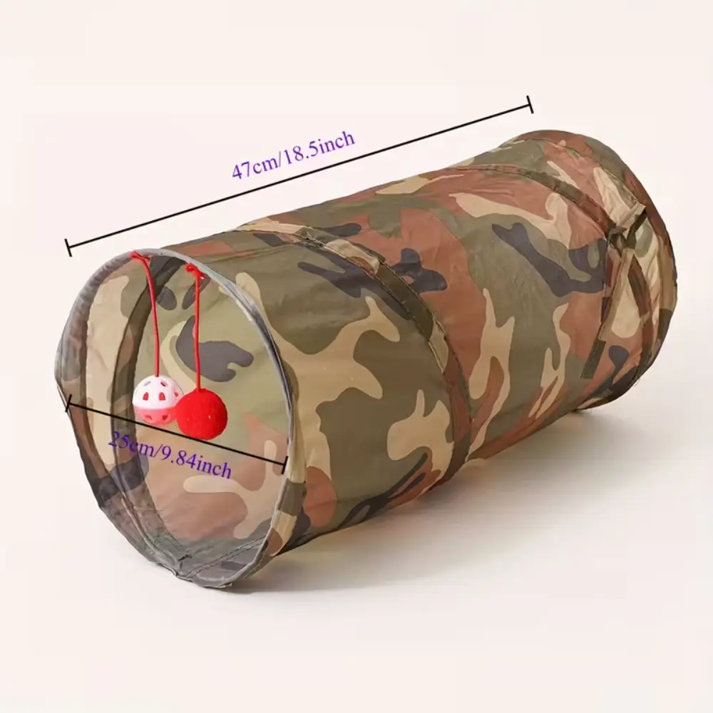 Foldable Cat Tunnel Toy Camouflage 47×25cm by General — Cat Toys — PetAura Qatar