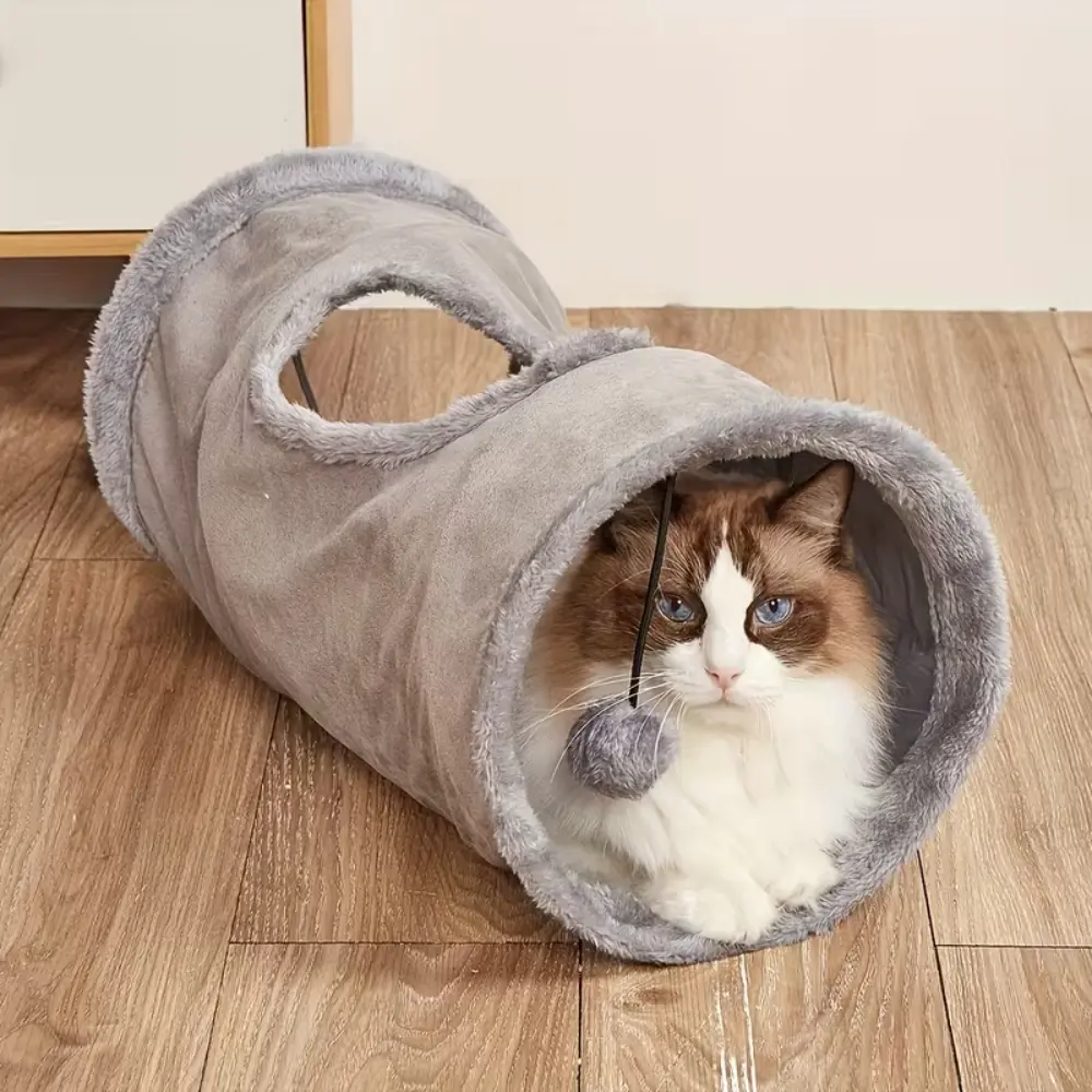 Foldable Cat Tunnel Toy Grey 50×25cm