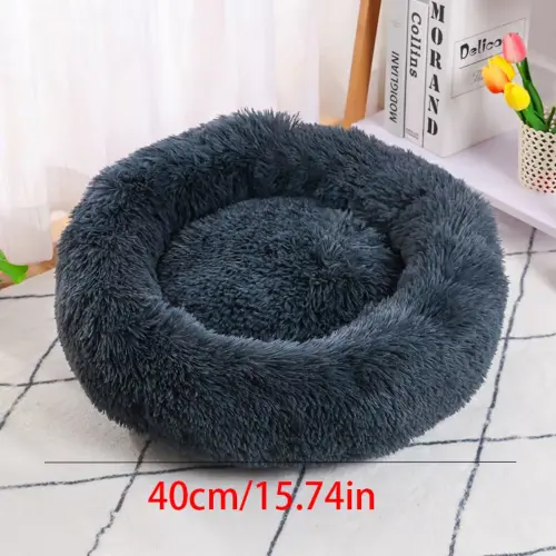 Round Winter Pet Bed Soft Cat & Dog Nest Dark Gray 40cm by General — Pet Accessories — PetAura Qatar