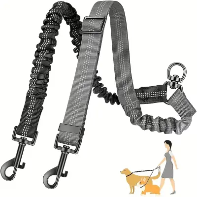 Dual Lead Dog Leash Dogs BL/Grey