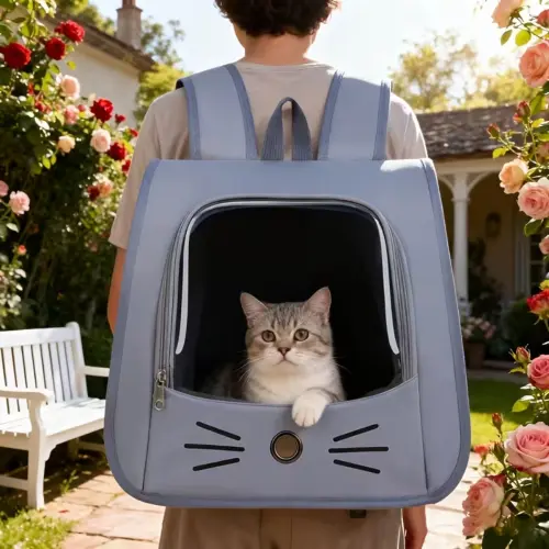 Breathable Pet Backpack Carrier Grey Up to 4.5kg