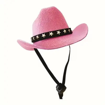 Star Pattern Cat Cowboy Hat S Pink