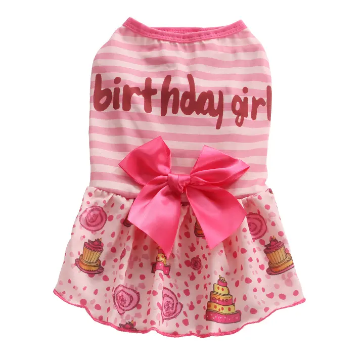 Cat Birthday Dress Line Print S Size