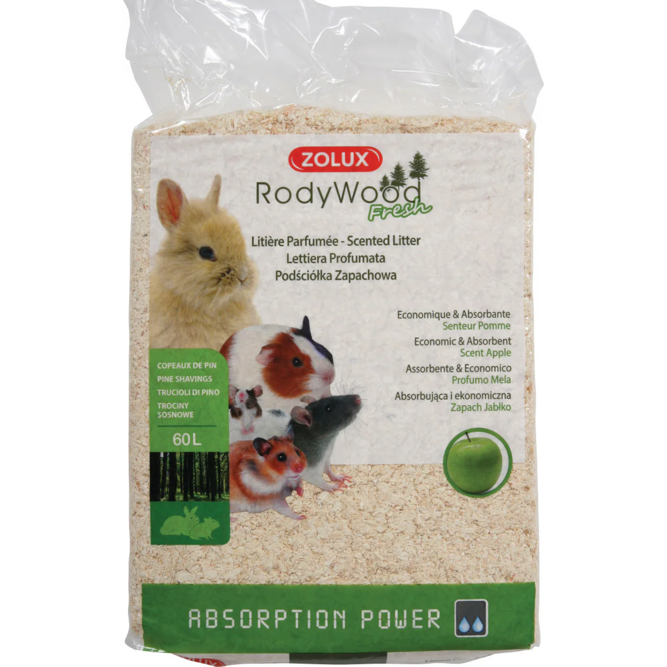 Zolux Rodent Litter Rodywood Fresh Apple 60 L by Zolux — Small Animal Accessories — PetAura Qatar