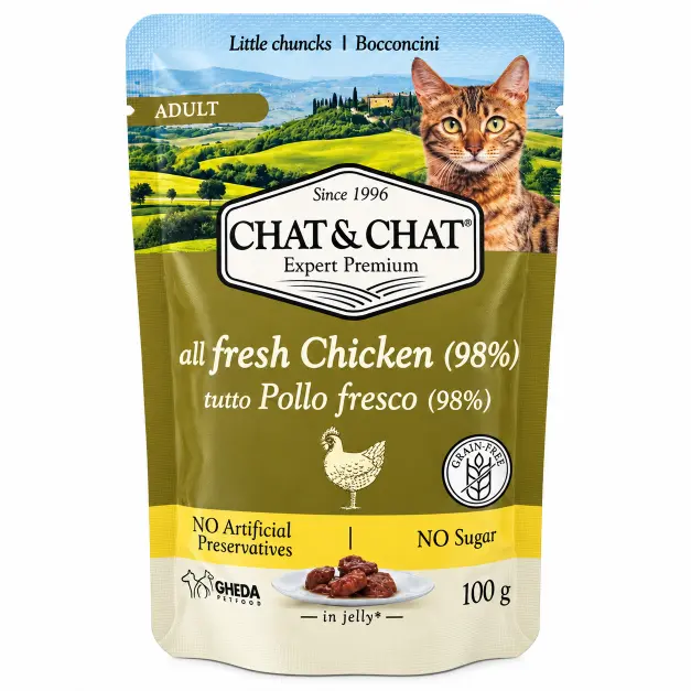 Chta & Cchat Adult Chicken Wet Cat Foog Pouches 100g