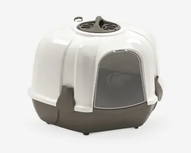 Corner Cat Litter Box Grey & White 52 x 59.5 cm