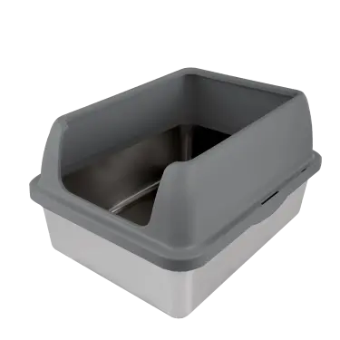 Go Fresh Enclosed Stainless Steel Cat Litter Box Grey