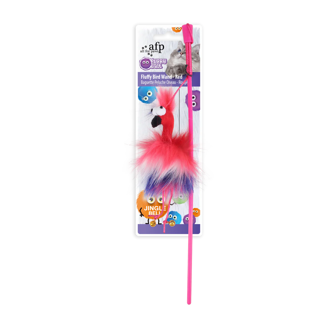AFP Furry Ball W Red Cat & Dog Toy